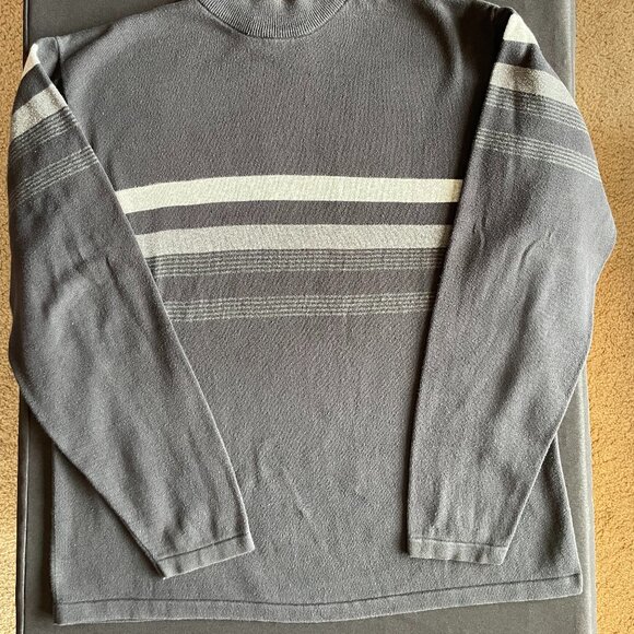 croft & barrow Mens Sweater Striped Black and Gray - Picture 3 of 3